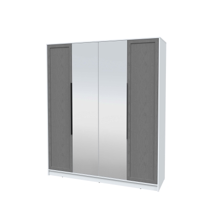 Шкаф распашной Тренд КТ-Ш4 (з) (Белый платинум ЛДСП/ Дуб серый ЛМДФ) Ш1800 В2128 Г547